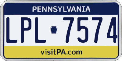 PA license plate LPL7574