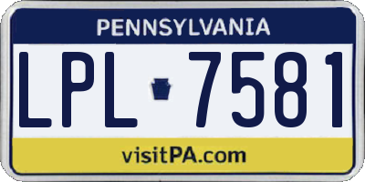 PA license plate LPL7581