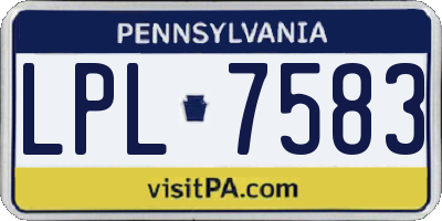 PA license plate LPL7583