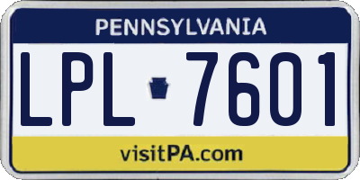 PA license plate LPL7601