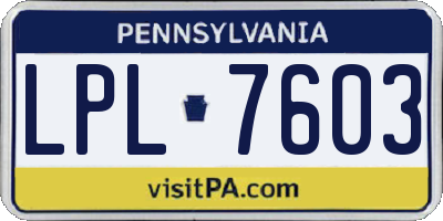 PA license plate LPL7603