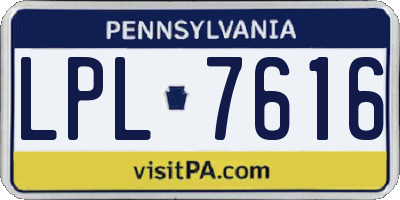 PA license plate LPL7616