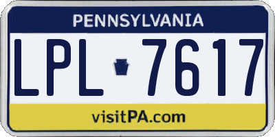 PA license plate LPL7617