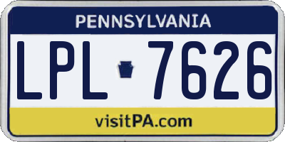 PA license plate LPL7626