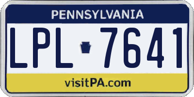 PA license plate LPL7641