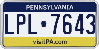 PA license plate LPL7643