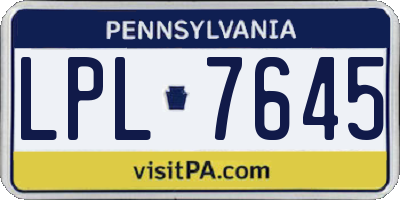 PA license plate LPL7645