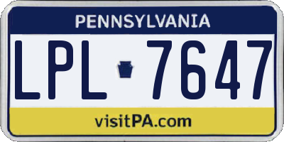 PA license plate LPL7647