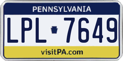 PA license plate LPL7649