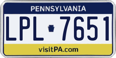 PA license plate LPL7651