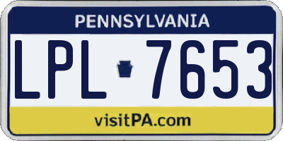 PA license plate LPL7653