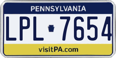 PA license plate LPL7654