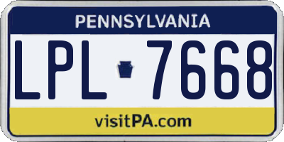 PA license plate LPL7668