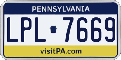 PA license plate LPL7669