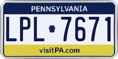PA license plate LPL7671