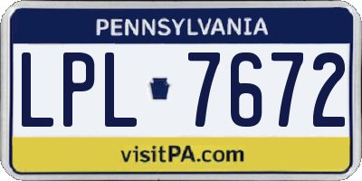 PA license plate LPL7672