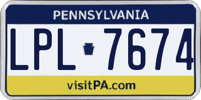 PA license plate LPL7674
