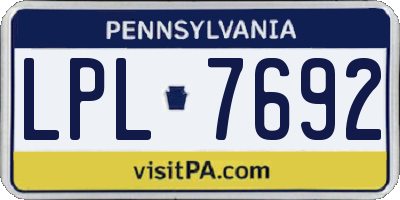 PA license plate LPL7692