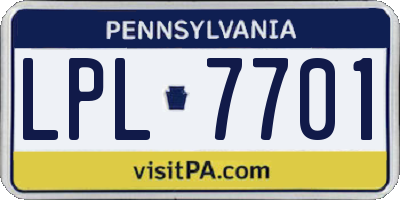 PA license plate LPL7701