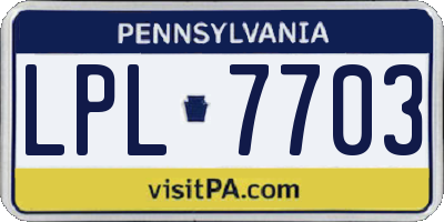 PA license plate LPL7703