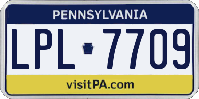PA license plate LPL7709