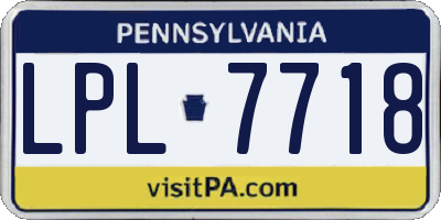 PA license plate LPL7718