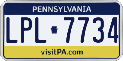 PA license plate LPL7734
