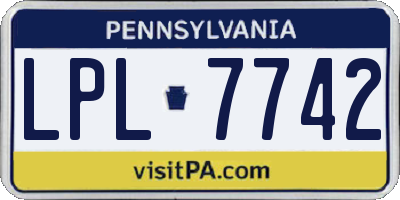 PA license plate LPL7742
