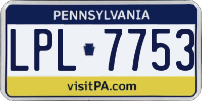 PA license plate LPL7753