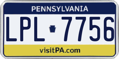 PA license plate LPL7756
