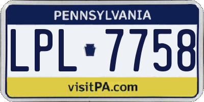 PA license plate LPL7758