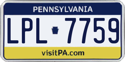 PA license plate LPL7759