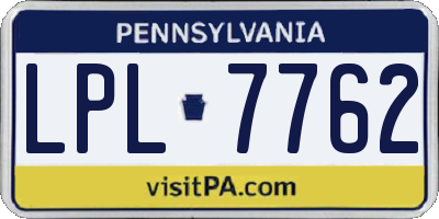 PA license plate LPL7762