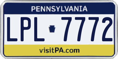 PA license plate LPL7772