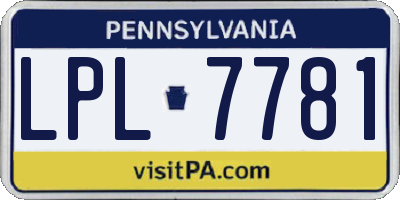 PA license plate LPL7781