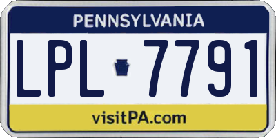 PA license plate LPL7791