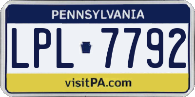 PA license plate LPL7792