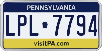 PA license plate LPL7794