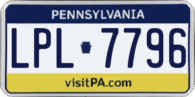 PA license plate LPL7796