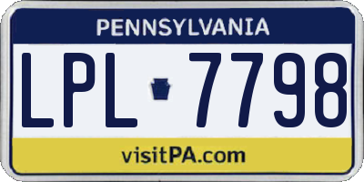 PA license plate LPL7798