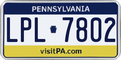 PA license plate LPL7802