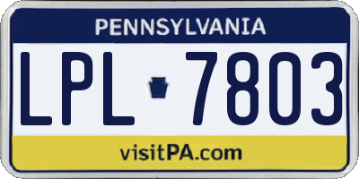 PA license plate LPL7803