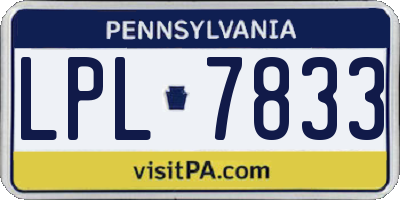 PA license plate LPL7833