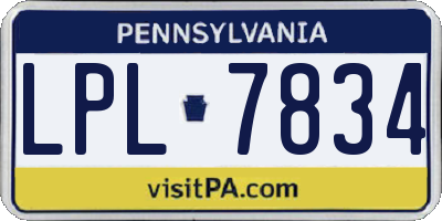 PA license plate LPL7834