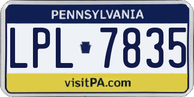 PA license plate LPL7835