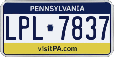 PA license plate LPL7837