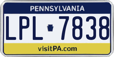PA license plate LPL7838