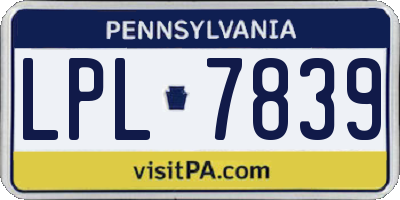 PA license plate LPL7839