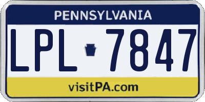 PA license plate LPL7847