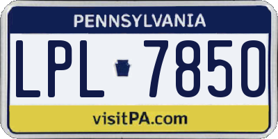 PA license plate LPL7850